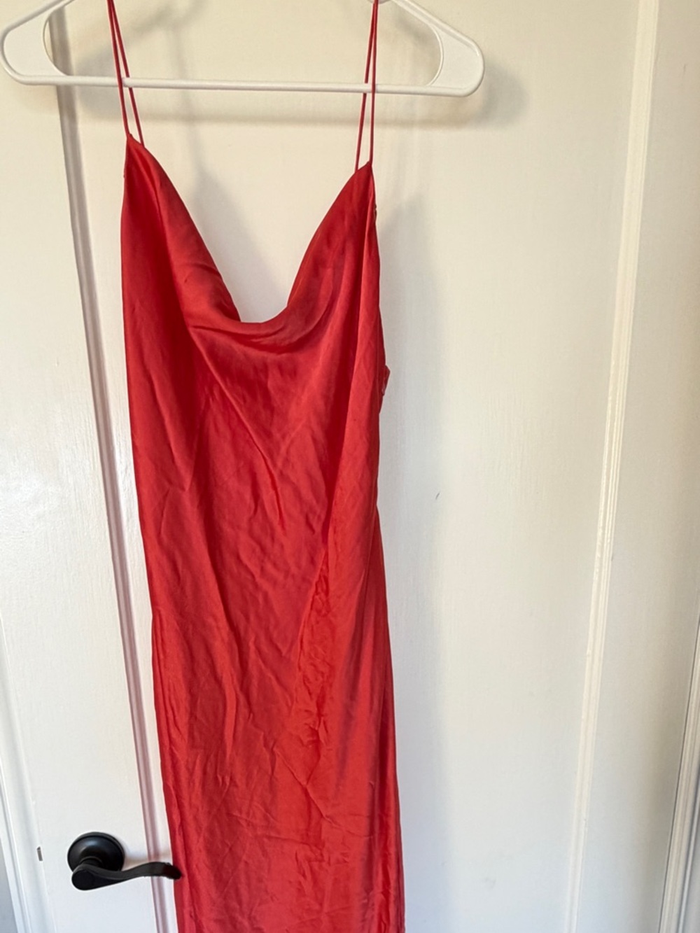 Alice + Olivia Satin Cowl Neck Dress, Coral, 4